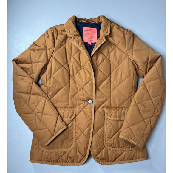 J Crew Quilted Regent Blazer Jacket PrimaLoft® XS English Saddle Brown Puffer - Picture 1 of 11